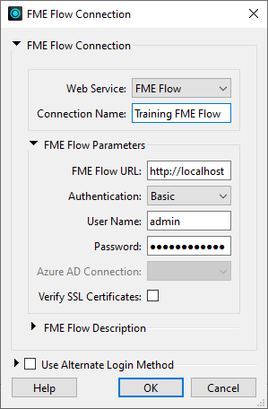 FME Flow Connection dialog